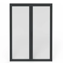 GoodHome Porte fenêtre alu 2 vantaux gris - l.140 x h.215 cm, tirant droit