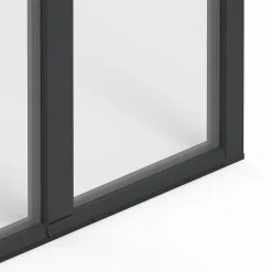 GoodHome Porte fenêtre alu 2 vantaux gris - l.140 x h.215 cm, tirant droit