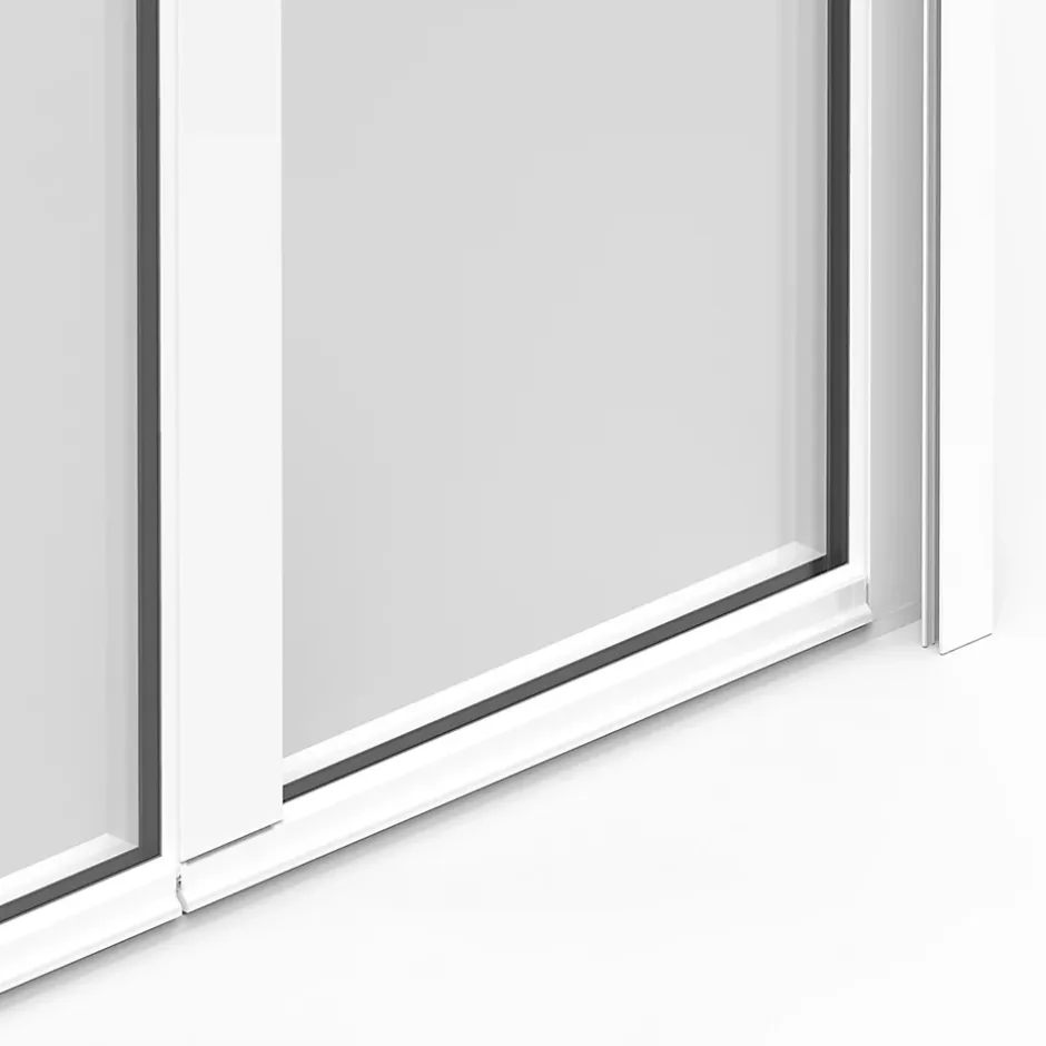 GoodHome Porte fenêtre alu 2 vantaux + volet roulant électrique blanc - l.140 x h.215 cm, tirant droit