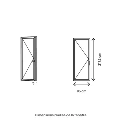 GoodHome Porte fenêtre bois 1 vantail - l.80 x h.215 cm, tirant gauche