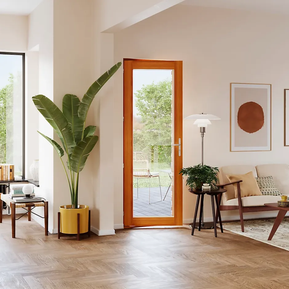 GoodHome Porte fenêtre bois 1 vantail - l.80 x h.215 cm, tirant gauche