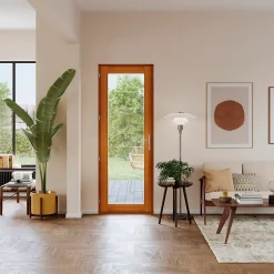 GoodHome Porte fenêtre bois 1 vantail l.80 x H.215 cm tirant droit