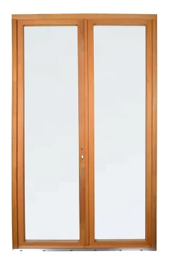 GoodHome Porte fenêtre bois 2 vantaux l.140 x H.215 cm tirant droit
