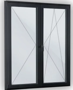 Porte fenêtre oscillo-battante double vantaux PVC anthracite L 1200mm x H 2150mm ouvrant droit-Fral Fermetures Outlet