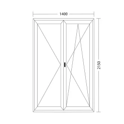 Fral Fermetures Porte fenêtre oscillo-battante double vantaux PVC blanc L 1400mm x H 2150mm ouvrant droit