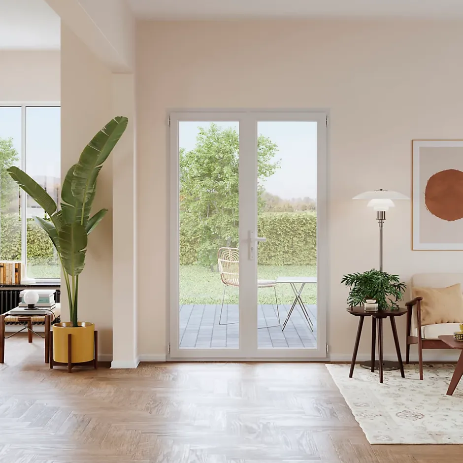 GoodHome Porte fenêtre PVC 1 vantail tirant blanc - l.80 x h.215 cm, tirant droit