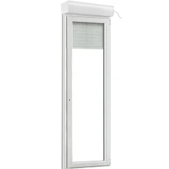 Porte fenêtre PVC 1 vantail tirant + volet roulant électrique blanc - l.80 x h.205 cm, tirant droit-GoodHome