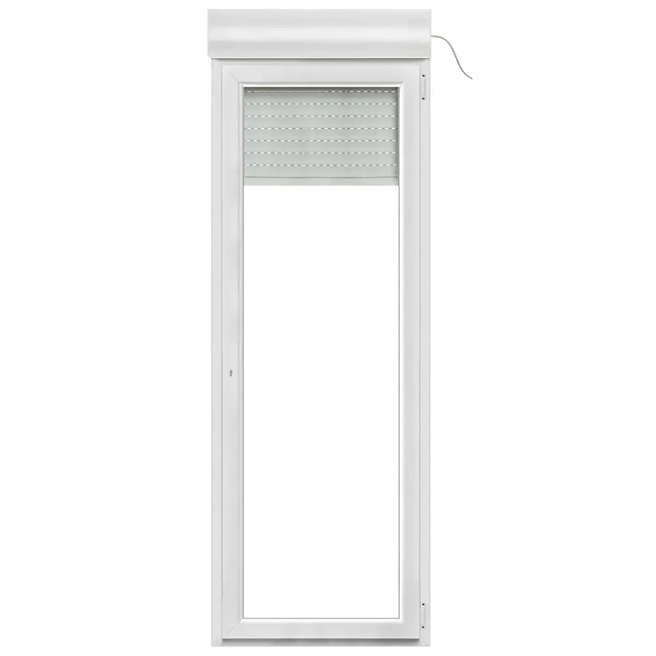 Porte fenêtre PVC 1 vantail tirant + volet roulant électrique blanc - l.80 x h.205 cm, tirant droit-GoodHome