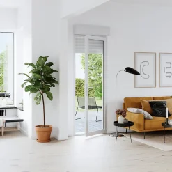 Porte fenêtre PVC 1 vantail tirant + volet roulant électrique blanc - l.80 x h.205 cm, tirant droit-GoodHome