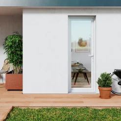 GoodHome Porte fenêtre PVC 1 vantail tirant blanc - l.80 x h.205 cm, tirant gauche