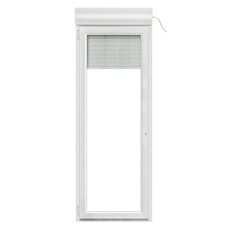 Porte fenêtre PVC 1 vantail tirant + volet roulant électrique blanc - l.80 x h.205 cm, tirant gauche-GoodHome Outlet