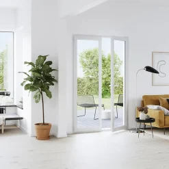 GoodHome Porte fenêtre PVC 2 vantaux blanc - l.120 x h.215 cm, tirant droit