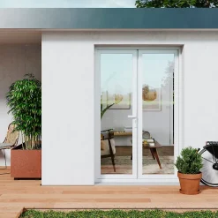 Porte fenêtre PVC 2 vantaux blanc - 100 x h.205 cm, tirant droit-GoodHome Discount