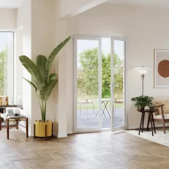 Porte fenêtre PVC 2 vantaux blanc - l.140 x h.215 cm, tirant droit-GoodHome Hot