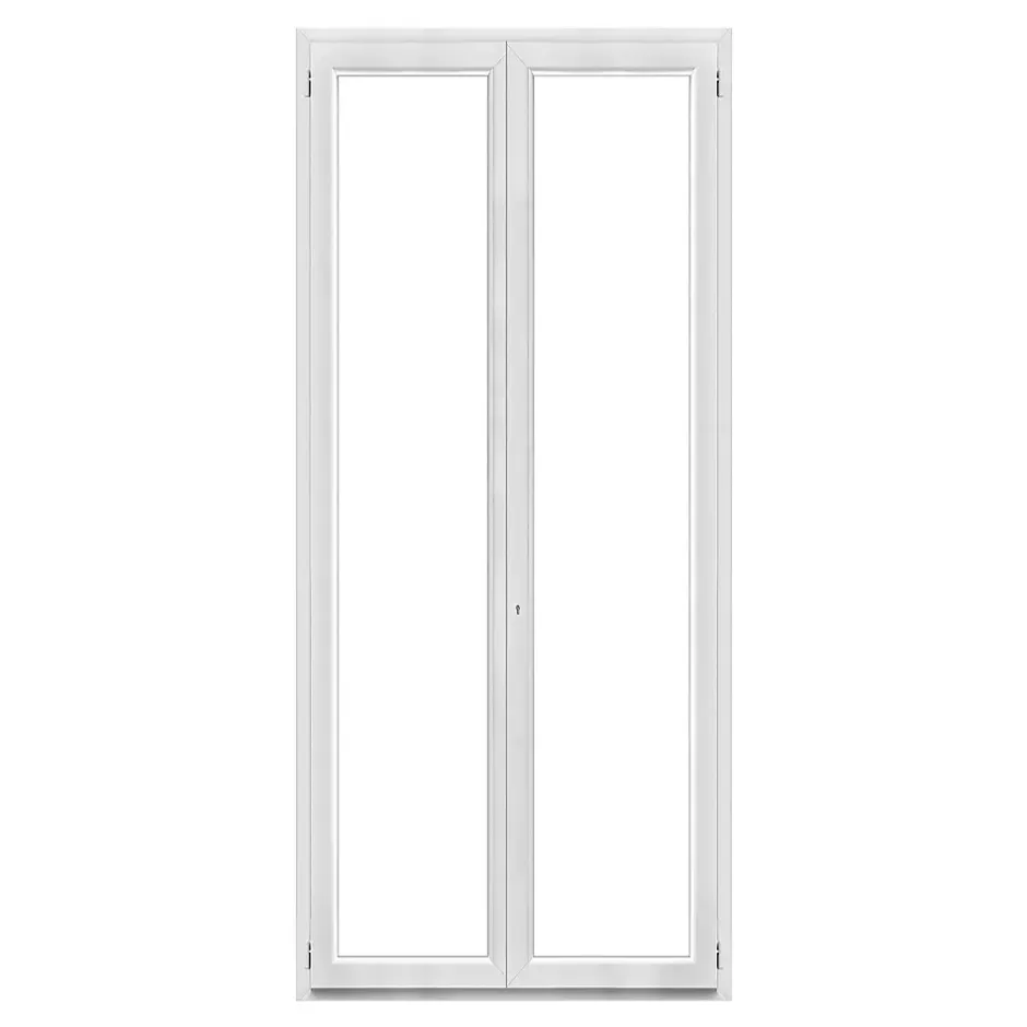 Porte fenêtre PVC 2 vantaux blanc - 100 x h.215 cm, tirant droit-GoodHome Outlet