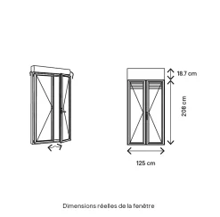 Porte fenêtre PVC 2 vantaux tirant + volet roulant électrique blanc - l.120 x h.205 cm, tirant droit-GoodHome Online