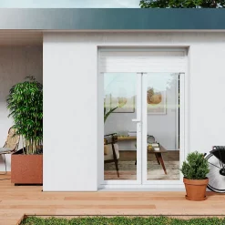 Porte fenêtre PVC 2 vantaux tirant + volet roulant électrique blanc - l.120 x h.215 cm, tirant droit-GoodHome Best