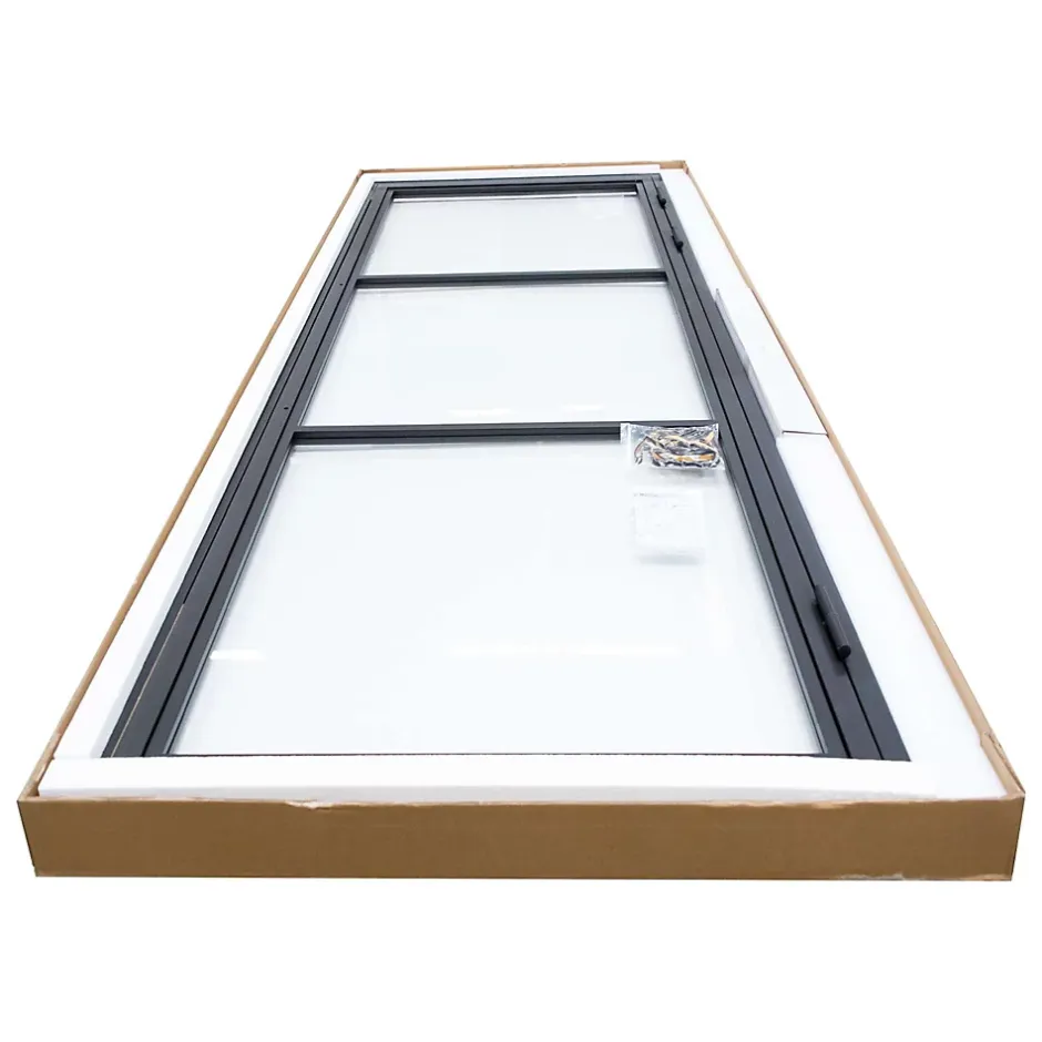 Schulte Porte intérieure loft en verre - bloc-porte - 83x211 - noir mat - verre fumé - 3 vitrages - tirant droit