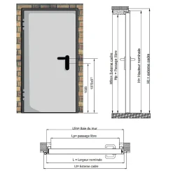 4M Porte Métallique Industrielle De Service Isolée Réversible L900 H2150 RAL9010 En Applique