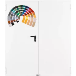 Porte Métallique Industrielle Coupe Feu 1H Double Poussant Droit L800+800 H2050 RAL9010 En Applique-4M Online