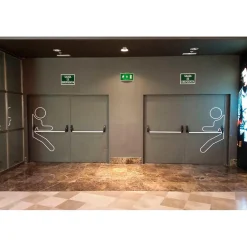 4M Porte Métallique Industrielle De Service Double Poussant Droit L900+400 H2150 RAL9010 En Applique