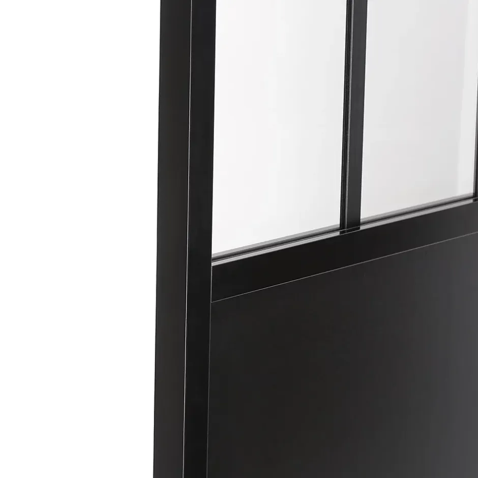 Porte seule en MDF, 3 carreaux vitrés transparents, coloris noir mat H.204 x l.83cm- Outlet