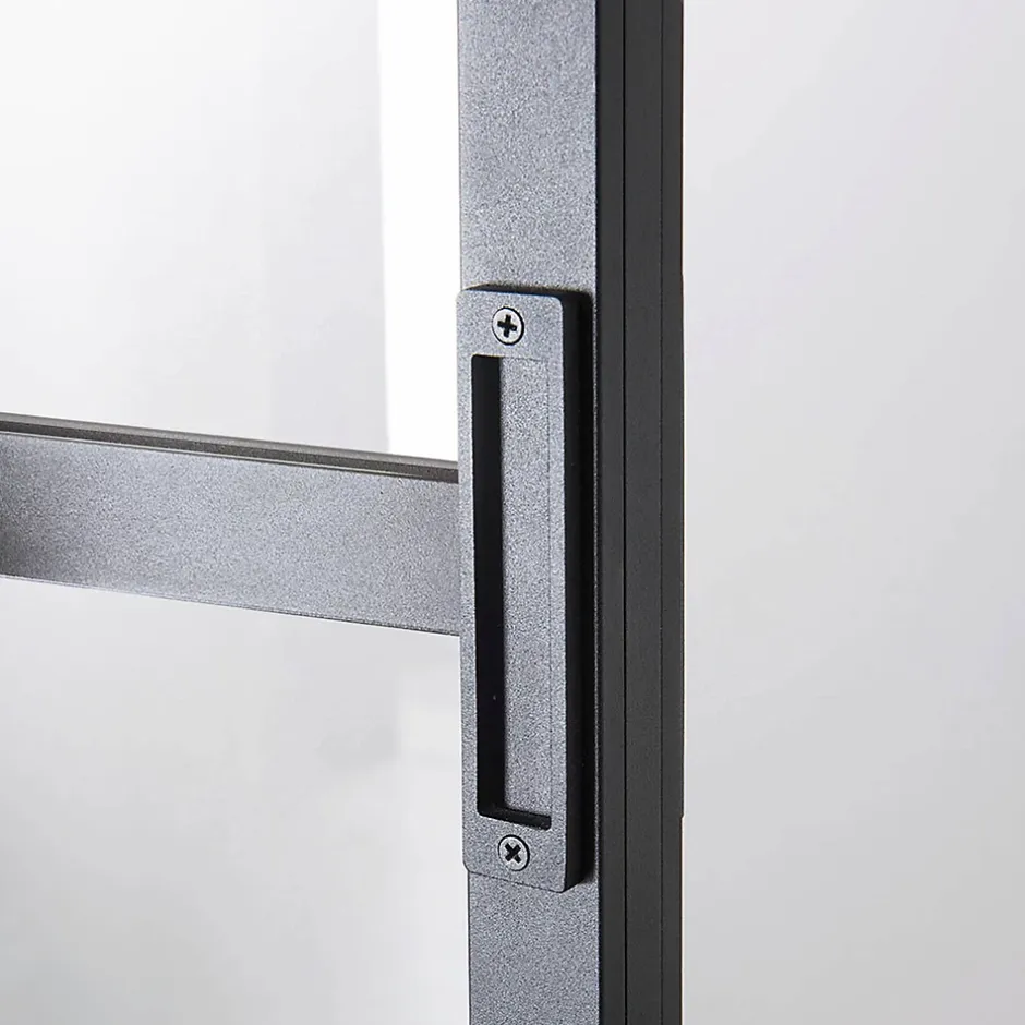 Porte seule Loft 4 carreaux vitrés transparents, coloris noir mat H.204 x l.83cm