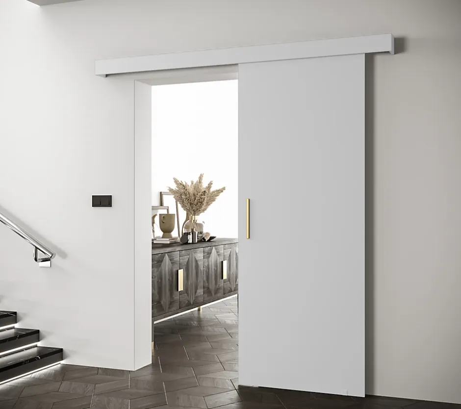 Abiks Meble Portes coulissantes Salwador I 90x204 cm (Blanc / Blanc / Or)