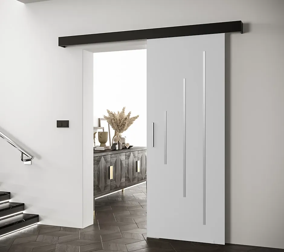 Abiks Meble Portes coulissantes Salwador Y 90x204 cm (Blanc / Noir / Argent)