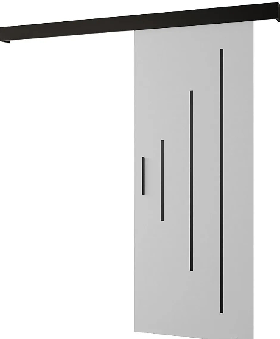 Portes coulissantes Salwador Y 90x204 cm (Blanc / Noir / Noir)-Abiks Meble Discount