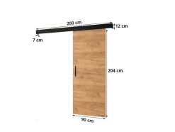 Portes coulissantes Salwador Y 90x204 cm (Blanc / Noir / Noir)-Abiks Meble Discount