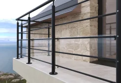 Poteau à plat pour garde corps Oxalis noir ral 9005-Alumin'home