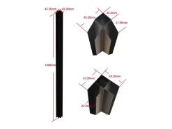 Vente-unique Poteau d'angle pour verrière atelier en aluminium thermolaqué 130 cm noir - BAYVIEW