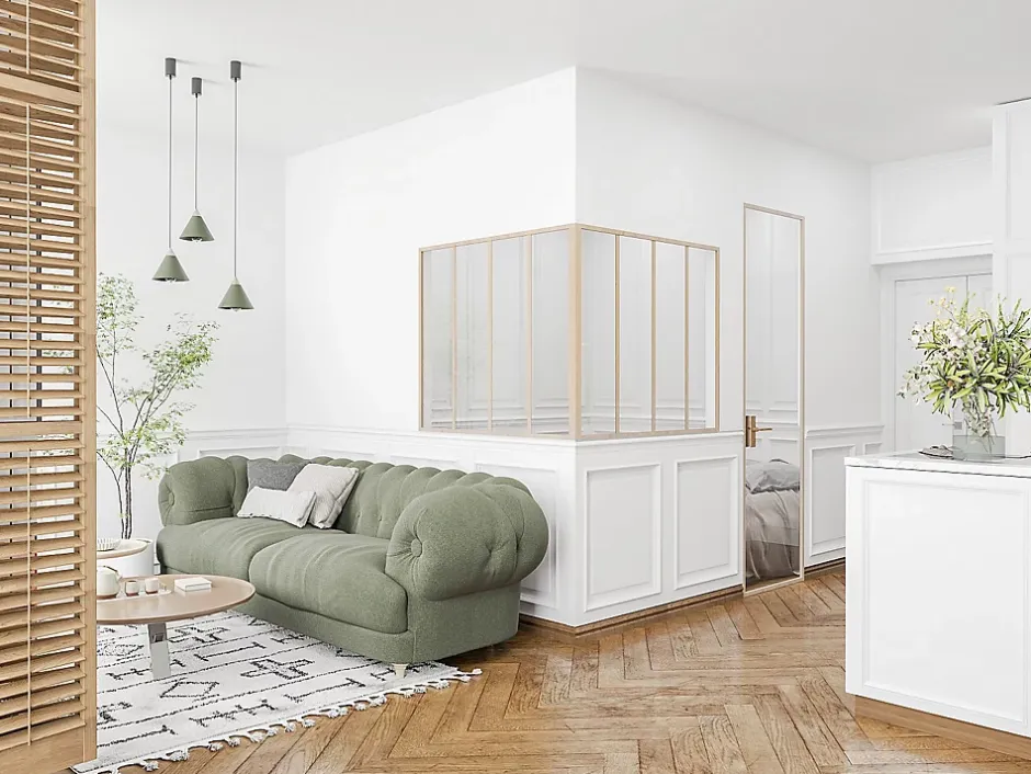 Vente-unique Poteau d'angle pour verrière atelier en aluminium thermolaqué 105 cm naturel clair - BAYVIEW