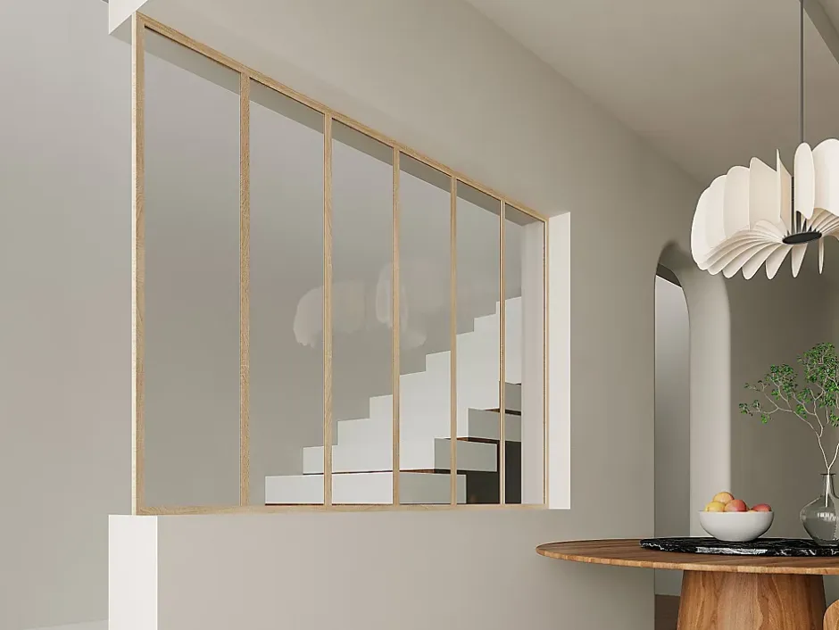 Poteau de terminaison pour verrière en aluminium thermolaqué - H130 cm - Naturel clair - BAYVIEW-Vente-unique Best