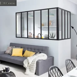 Poteau de terminaisonen aluminium coloris noir sablé H.130cm