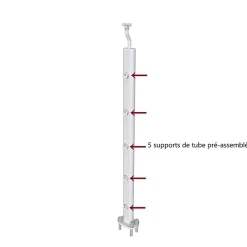 Poteau Garde-Corps en aluminium argent L.890 mm - Pose verticale, idéal intérieur et extérieur-AICA Sanitaire Outlet