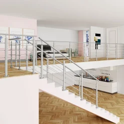 Poteau Garde-Corps en aluminium argent L.890 mm - Pose verticale, idéal intérieur et extérieur-AICA Sanitaire Outlet