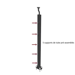 Poteau Garde-Corps en aluminium noir L.890 mm - Pose verticale, idéal intérieur et extérieur-AICA Sanitaire Outlet