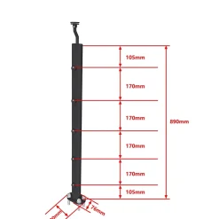 Poteau Garde-Corps en aluminium noir L.890 mm - Pose verticale, idéal intérieur et extérieur-AICA Sanitaire Outlet