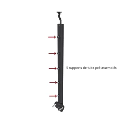 AICA Sanitaire Poteau Garde-Corps en aluminium noir L.890 mm - Pose suspendue ou latérale, idéal intérieur et extérieur
