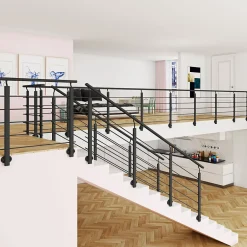 AICA Sanitaire Poteau Garde-Corps en aluminium noir L.890 mm - Pose suspendue ou latérale, idéal intérieur et extérieur