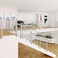 Poteau Garde-Corps en aluminium argent L.890 mm - Pose suspendue ou latérale, idéal intérieur et extérieur-AICA Sanitaire Outlet