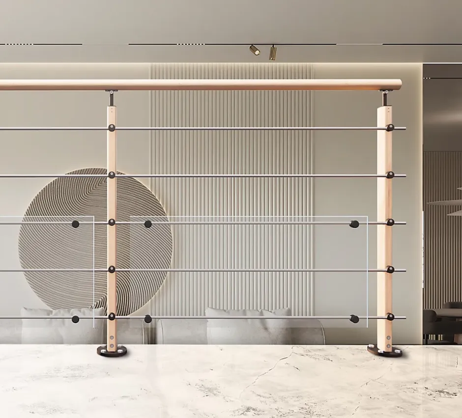 Poteau garde-corps pose à plat Hesta hêtre verni-Kordo Clearance