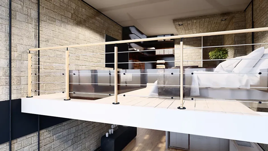 Poteau garde-corps pose à plat Hesta hêtre verni-Kordo Clearance