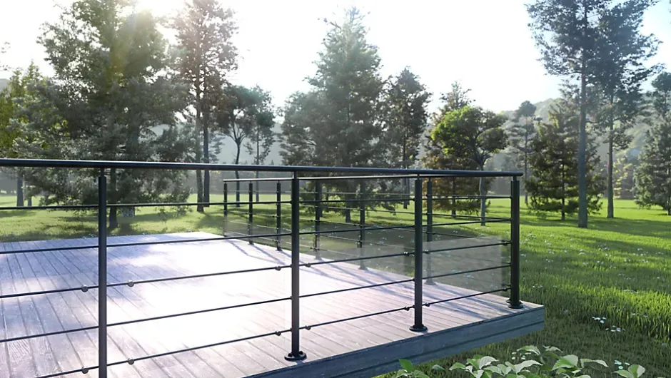 Poteau garde-corps pose à plat Prestio ral 9005-Kordo Sale