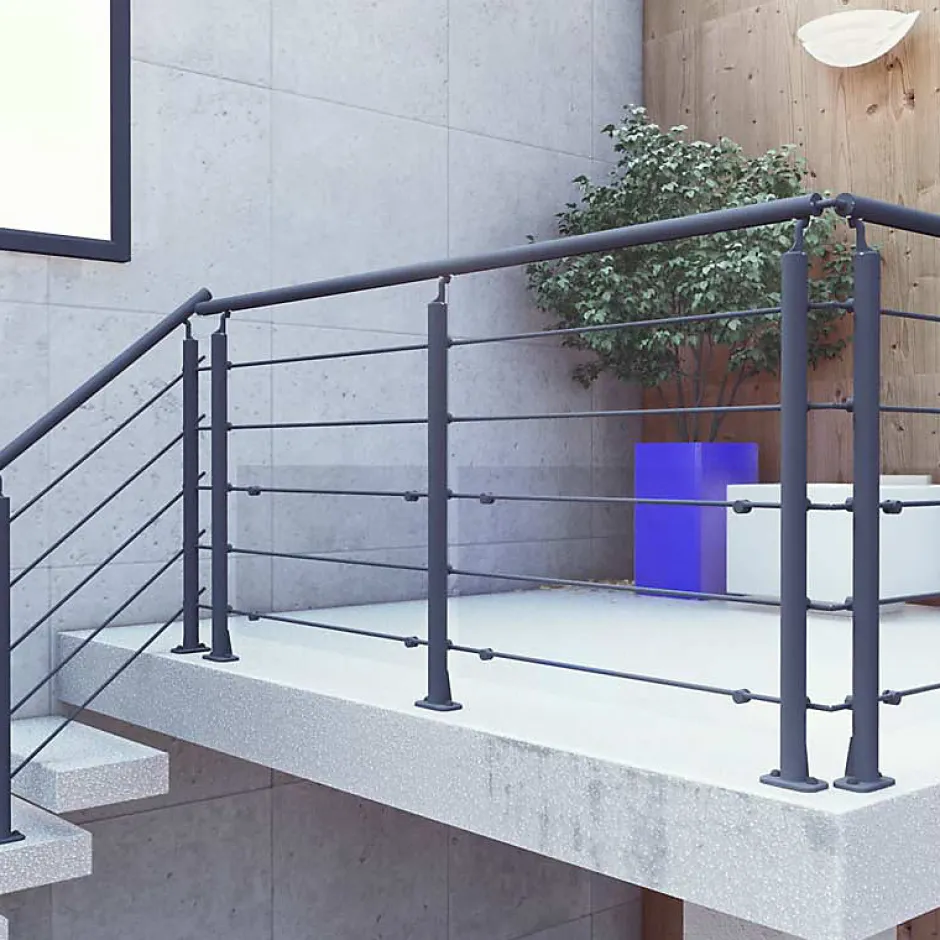 Kordo Poteau supplémentaire de finition gris anthracite pose à plat, Opalu