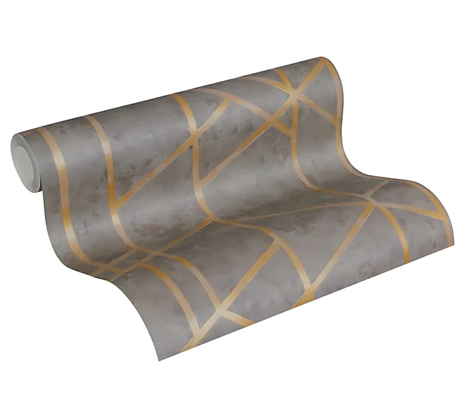 Profhome 369281-GU Papier peint à motifs graphiques légèrement texturé subtilement chatoyant 5,33 m2