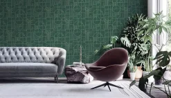 386993-GU Papier peint à motifs graphiques légèrement texturé brillant 5,33 m2-Profhome Hot