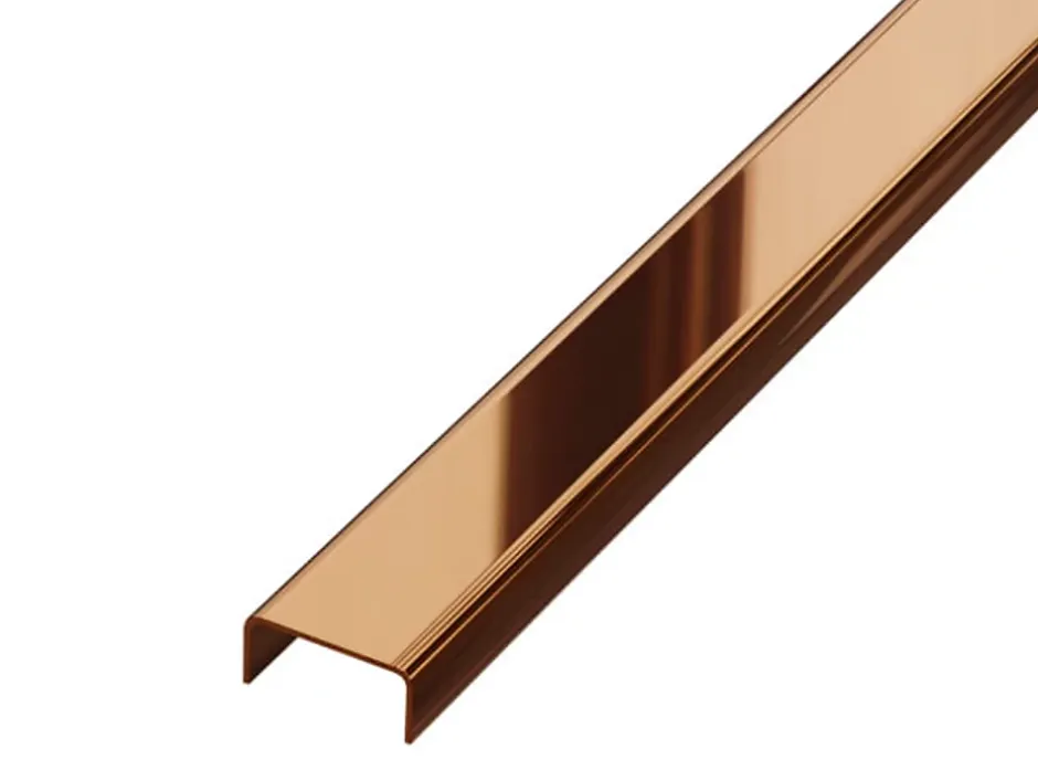 Ilcom Profilé décoratif C en acier inoxydable pour carrelage Cuivre poli - 20 mm x 2700 mm x 0,65 ep.